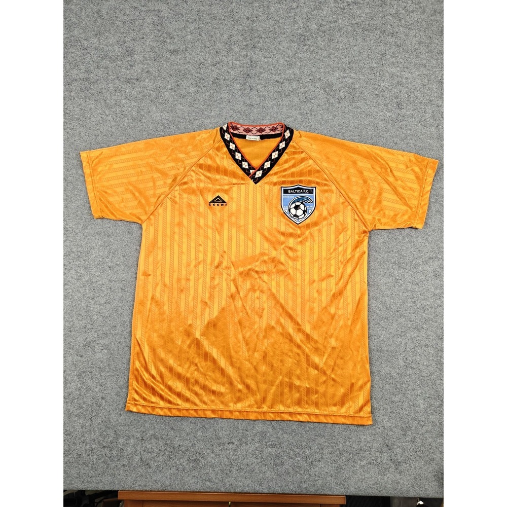 Vintage Zeeni Baltica F.C. Jersey Mens XL Gold Soccer‎ Made In USA Number 4